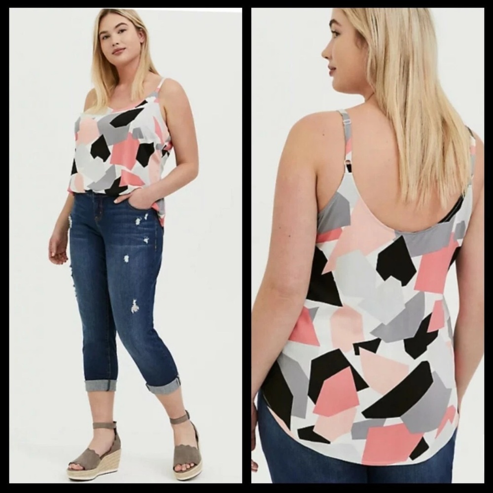 TORRID Pink & Black Geo Print Cami Size 00